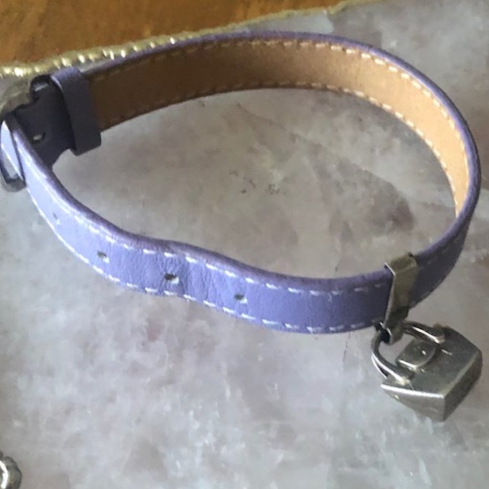 Longchamp Purple Leather Bracelet with Charm